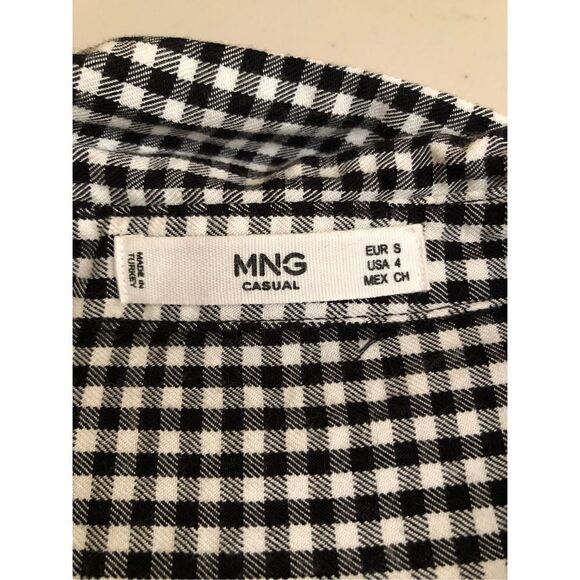 MNG Casual Mango black and white check top size 4 - Picture 10 of 11